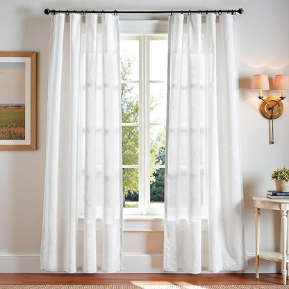 jinchan Linen Blend Curtains 84 inch Length 2 Panels by JINCHAN