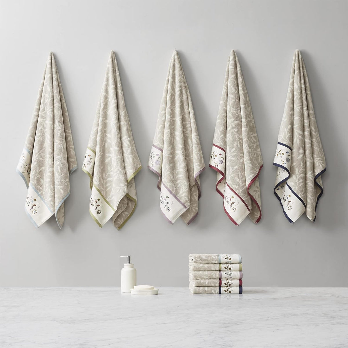 madison park serene 100% cotton bath towel set showing dimensions