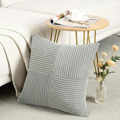 Fancy Homi 2 Packs Grey Decorative Throw Pillow Covers 18x18 Inch - Image 2