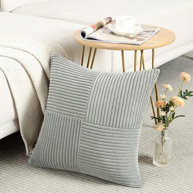 Fancy Homi 2 Packs Grey Decorative Throw Pillow Covers 20x20 Inch - Image 2