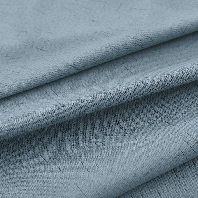 KOUFALL 90 Inch Stone Blue Linen Blackout Curtains, Thermal Insulated Blue Grey - Image 7