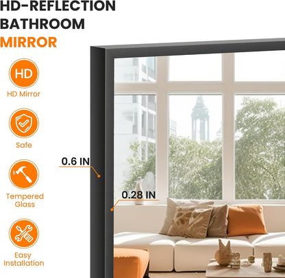 bathroom vanity mirror for wall 2pack 36"x24" bathroom, close-up detail