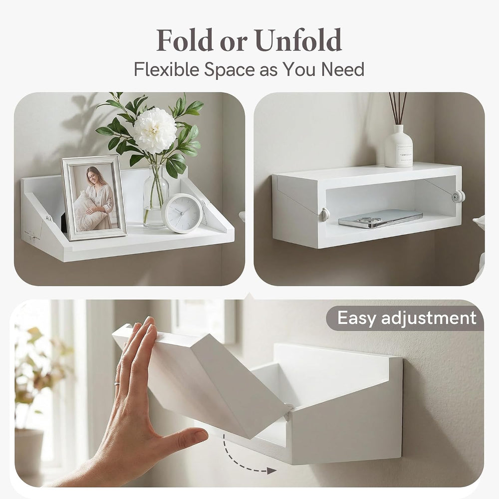 SUMGAR Floating Nightstand, White Foldable Bedside Table for Small Spaces