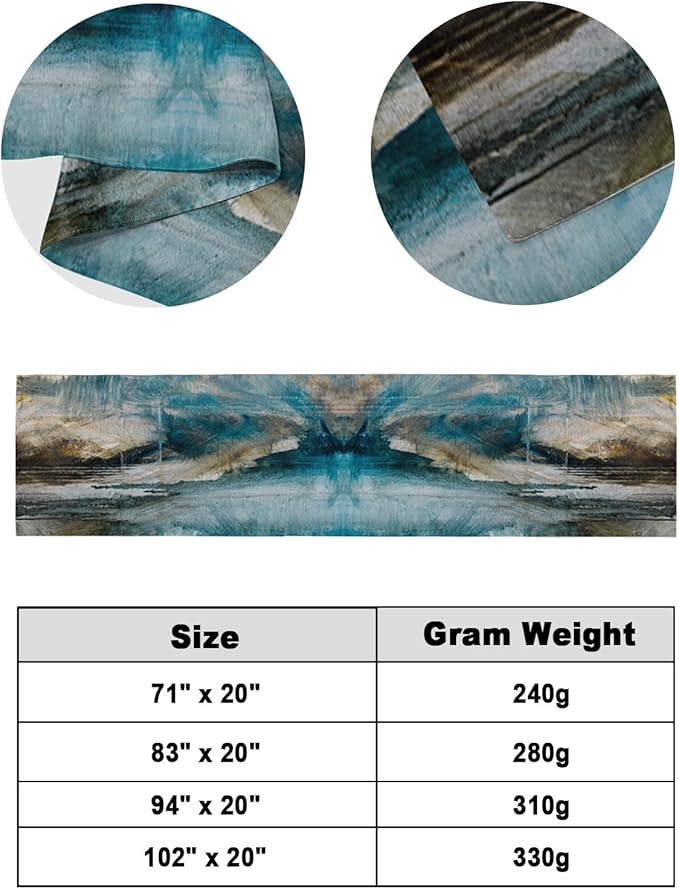 Abstract Mottled Turquoise Green Gray Art Bed Runners - Image 6