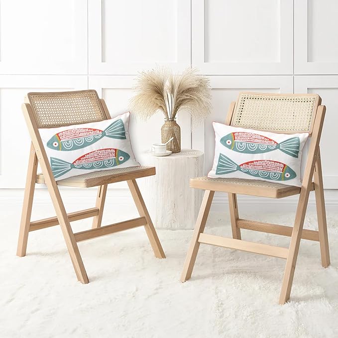 2 PCS Embroidered Throw Pillow Cover Cotton Decorative Rectangle Cushion Cases - Image 2