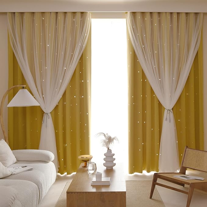 Kinryb Kids Blackout Curtains for Bedroom/Living Room/Classroom, Sheer Overlay by Kinryb
