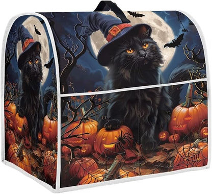 Black Cat Stand Mixer Cover 4.5-5 Quart Pumpkin Bat Kitchen Appliance Covers by HUISEFOR