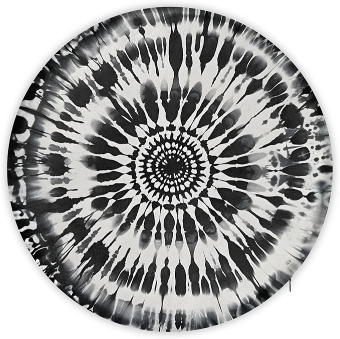 Black White Tie Dye Round Chair Cushions - Image 5