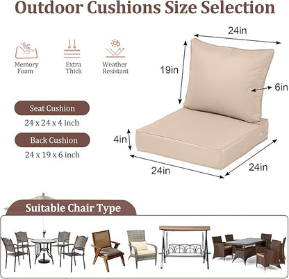 Outdoor Deep Seat Cushions for Patio Furniture Set of 2, Waterproof Outdoor - Image 2
