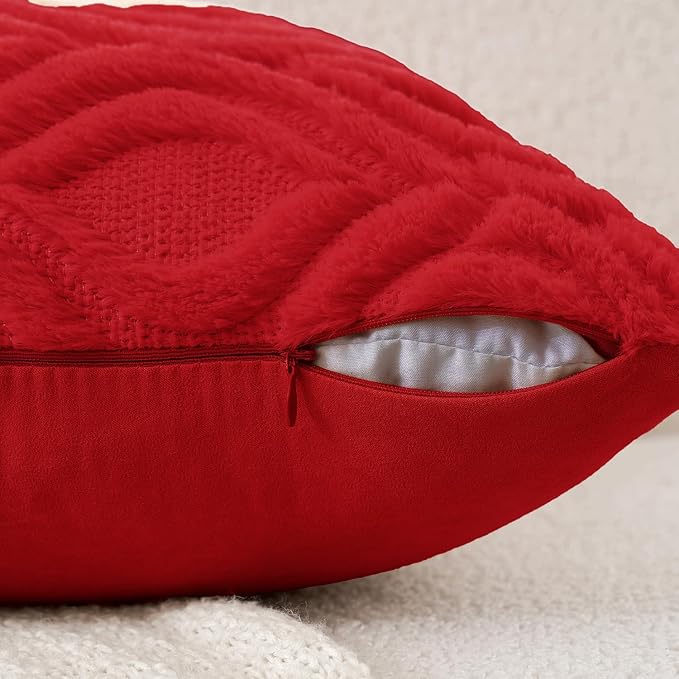 MIULEE Christmas Red Throw Pillow Covers 16x16 Inch, Soft Winter Plush Faux - Image 3