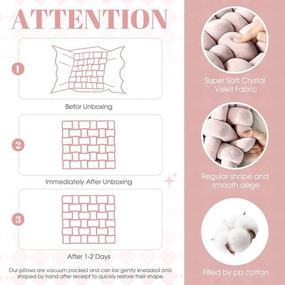 Wenqik 2 Pcs Knot Pillows Square Knotted Plush Throws Soft Accent Pillows - Image 2