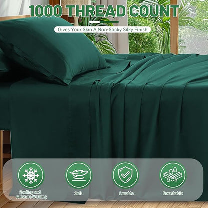 100% Egyptian Cotton Sheets Cal King Sheet Set 1000 Thread Count Sateen Weave - Image 2