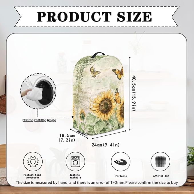 Sunflower Butterfly Art Blender Cover Turtle Mixer Hood Cover Dust Cover - Image 5