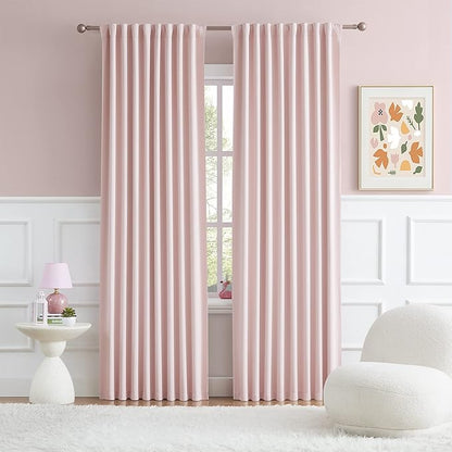 DUALIFE Cute Pink Room Darkenig Curtains 90 Inches Long by DUALIFE
