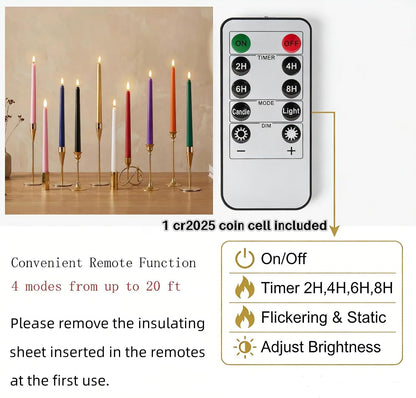 Burnt Orange Fall Halloween Flameless Taper Candles with Remote Set of 12