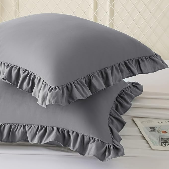 KKJIAF Ruffle Pillow Cases 18x18 Inches, Microfiber Wrinkle Resistant Pillow - Image 2
