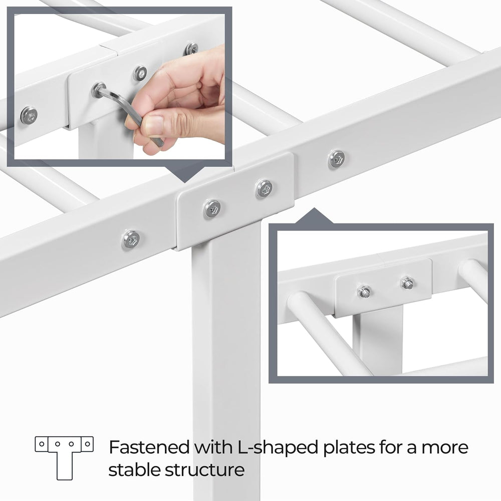 Yaheetech 2 Pcs Twin Bed Frame with Headboard, Victorian Vintage White Iron