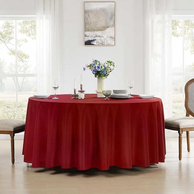 Round Tablecloth 120 Inch Tablecloth 6 Pack Red Table Cloths Washable - Image 6