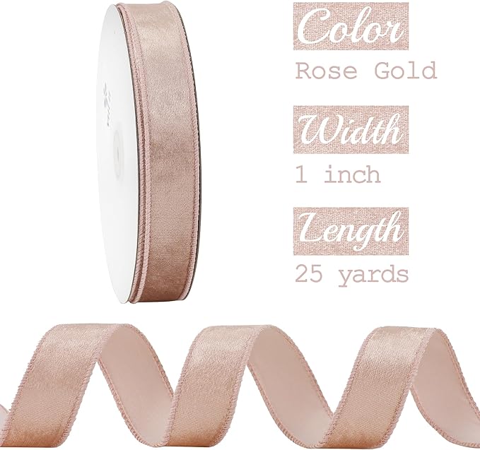MEEDEE Rose Gold Velvet Ribbon - Image 2