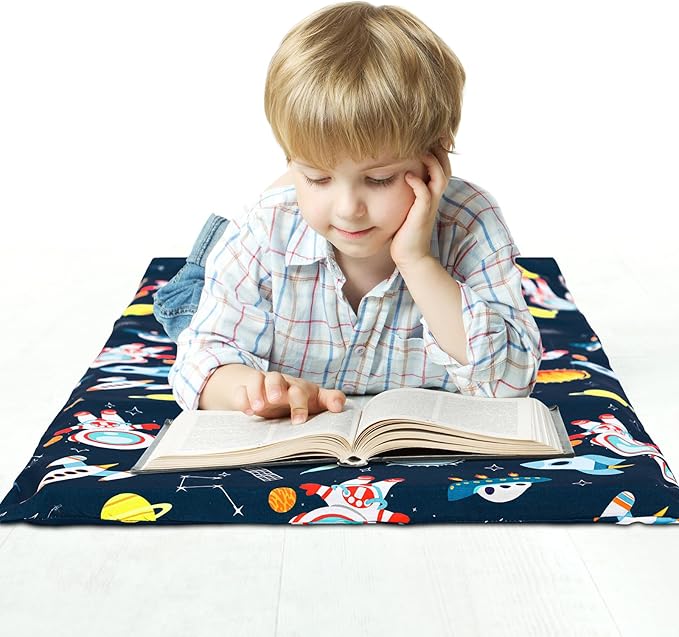 2 Pcs Dinosaurs Nap Mat Cover for Boys Girls Sewn in Flap Design Blue Sleeping - Image 4