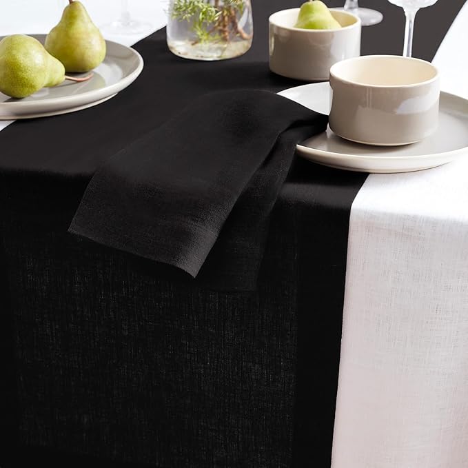 Solino Home Linen Black Table Runner 108 Inches Long - Image 9