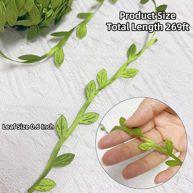 269ft Leaf Ribbon, Baby Shower Decorations Artificial Vines Leaf String Trim - Image 2
