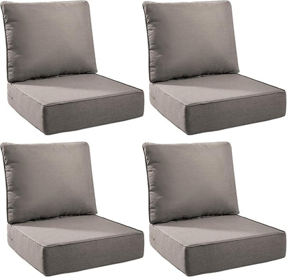 6" Thick Outdoor Cushions 24x24x6, 4-Set Deep Seat Patio Cushions by Pugire