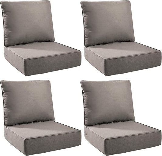 6" Thick Outdoor Cushions 24x24x6, 4-Set Deep Seat Patio Cushions by Pugire