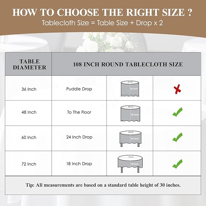 Round Tablecloth 8 Pack 108 Inch Black Tablecloths Washable Decorative Linen - Image 2
