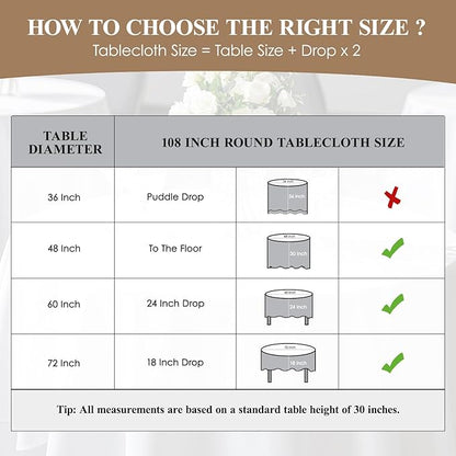 Round Tablecloth 2 Pack 108 Inch Black Tablecloths Washable Decorative Linen - Image 2