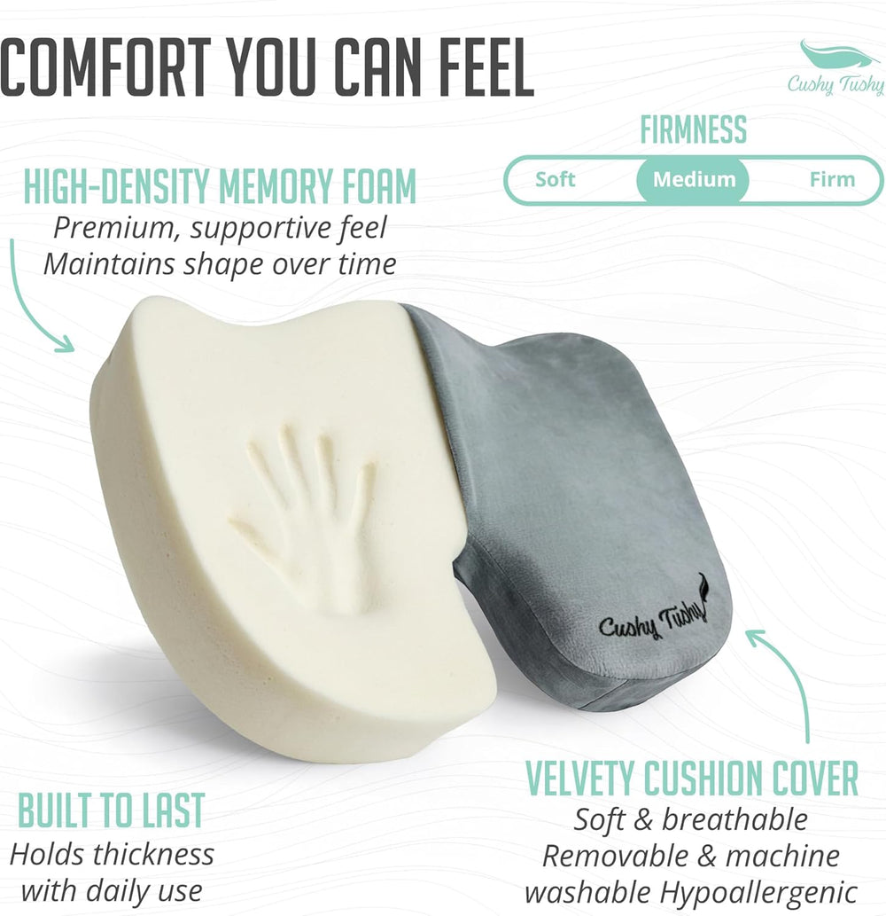 Cushy Tushy Premium Foldable Travel Seat Cushion - for Relief of Lower Back, ...