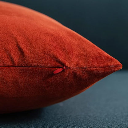 Fall Couch Pillow Cases 16x16 Burnt Orange: 2 Pack Cozy Soft Velvet Square - Image 2