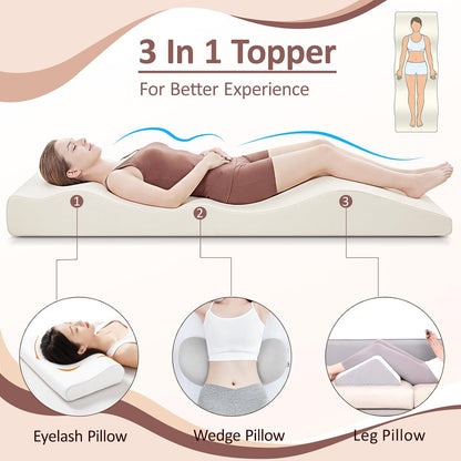 3-in-1 ergonomic lash bed topper designed neck &, close-up detail