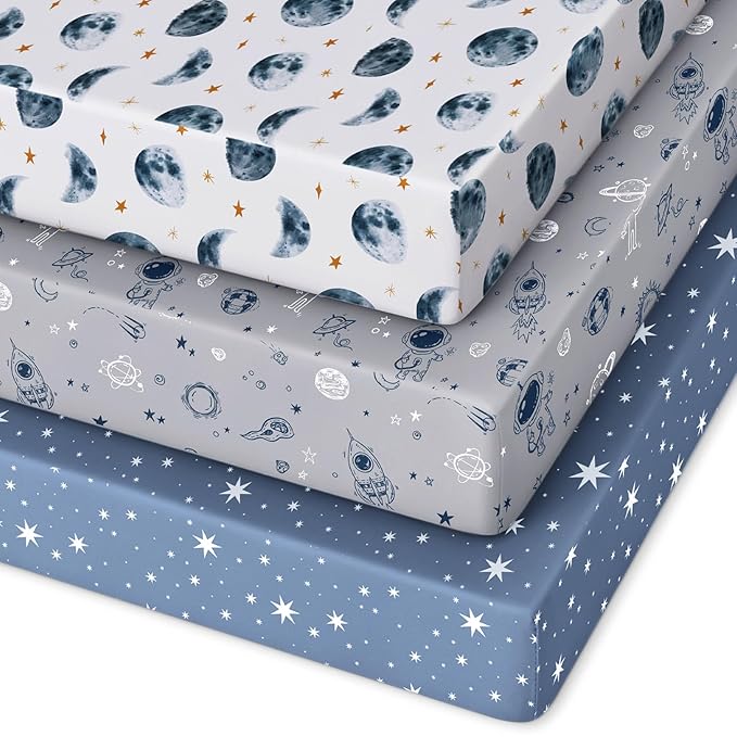 Pack and Play Sheets Fitted 3 Pack, Mini Crib Sheets by Unnivoll