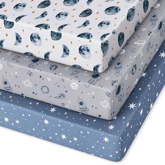 Pack and Play Sheets Fitted 3 Pack, Mini Crib Sheets by Unnivoll