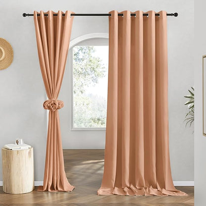 NICETOWN Flax Burnt Orange Linen Curtains by NICETOWN