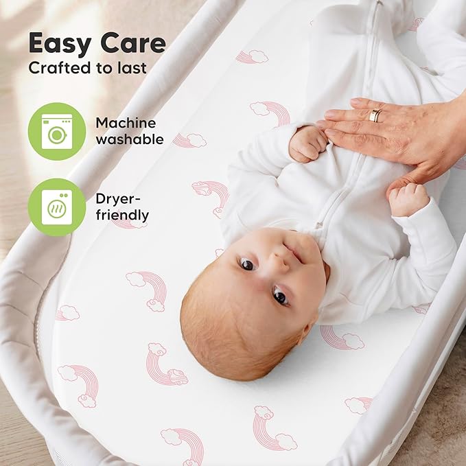 2-Pack Organic Bassinet Sheets for Girls, Boys - Image 7