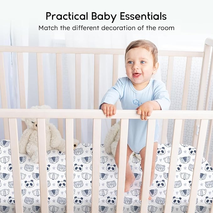 Yoofoss Baby Crib Sheets for Boys Girls, Fitted Crib Sheet 2 Pack for Standard - Image 6