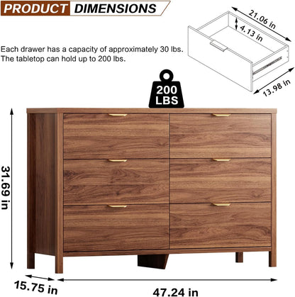 ieejdn dresser for bedroom with 6 drawers, 47.2" shown in use