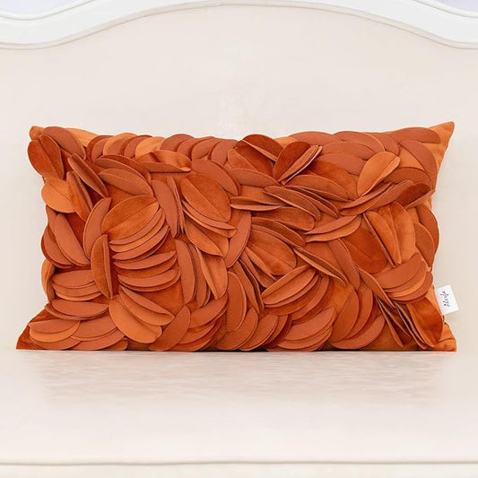 Alerfa 3D Leaves Handmade Throw Pillow Cover Decorative Floral Velvet by Alerfa