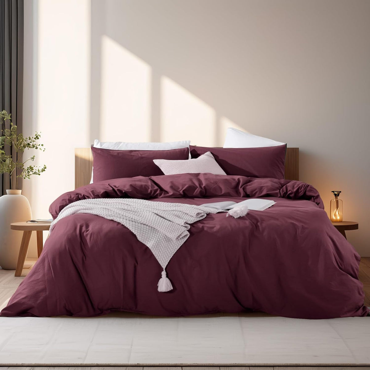 nexhome pro duvet cover set queen size linen shown in use