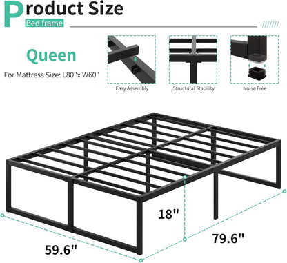lutown-teen queen bed frame 18 inch with heavy shown in use