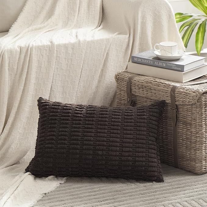 Fancy Homi 4 Packs Boho Dark Brown Decorative Throw Pillow Covers 14x24 Inch - Image 2