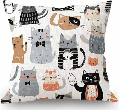 Swono Throw Pillow Cover Funny Cats and Milk Bottle Decorative Pillow Cases - Image 5