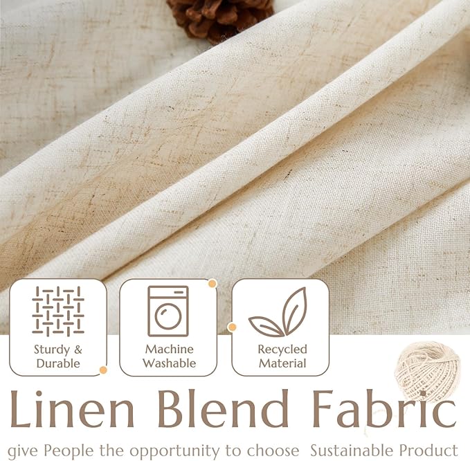 jinchan Linen Textured Tier Curtains 36 Inch - Image 3