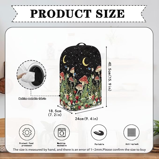 Mushroom Leaf Print Drawstring Blender Dust Cover - Image 6