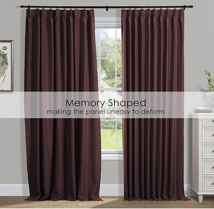 TWOPAGES Burgundy Pinch Pleated Room Darkening Curtain 96 Inches Long, Solid - Image 3
