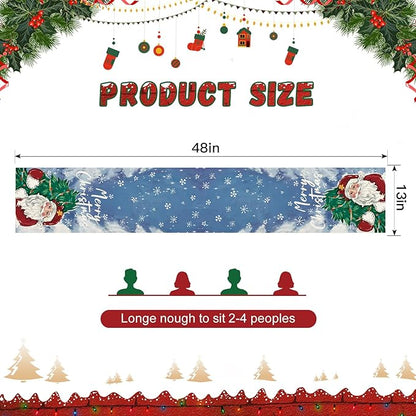 OTOSTAR Christmas Tree and Santa Claus Merry Christmas Table Runner, Xmas - Image 5