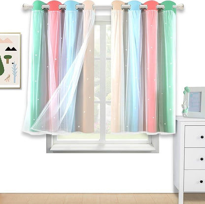 Kinryb Rainbow Star Cut-Out Blackout Curtains by Kinryb