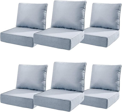 6" Thick Outdoor Cushions 22x24x6, 6-Set Deep Seat Patio Cushions by Pugire